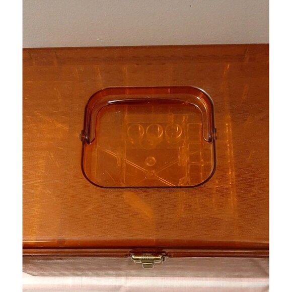 Vintage WIL HOLD Wilson Plastic Burnt Orange Translucent Sewing Box 2 Trays USA - Picture 2 of 9